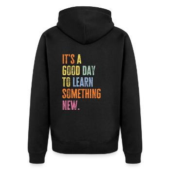 C’est une bonne journée pour apprendre à enseigner la rentrée scolaire - Veste à capuche bio Premium Unisexe - noir - Dos - Nico (187cm)