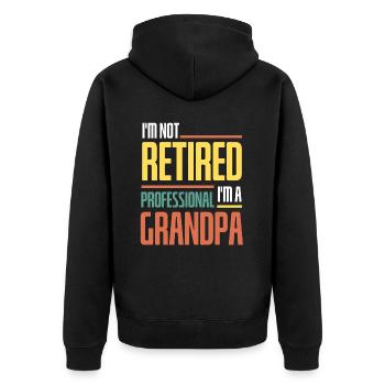 Retired Grandpa Funny Father's Day Professional - Unisex Premium Organic Zip Hoodie - black - Back - Nico (187cm)