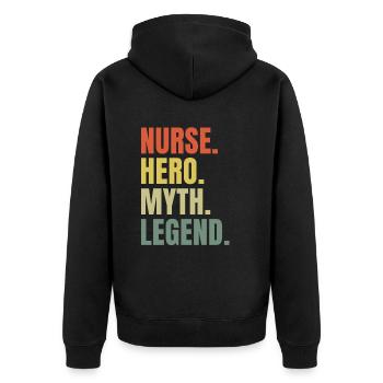 Funny Nurse Hero Myth Legend Best Job Nurse - Unisex Premium Organic Zip Hoodie - black - Back - Nico (187cm)