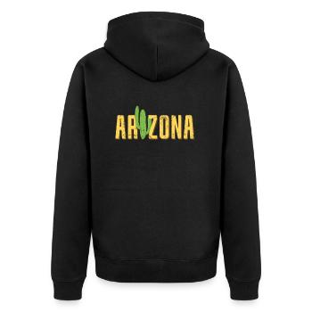 Arizona Kaktus Retro Saguaro Kaktus Vintage Liebe - Unisex Premium Bio Zip Hoodie - Schwarz - Hinten - Nico (187cm)