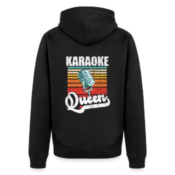 Karaoke Queen Gesang Liebhaber Vintage Mikrofon - Unisex Premium Bio Zip Hoodie - Schwarz - Hinten - Nico (187cm)