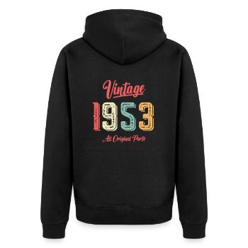 1953 Cadeau d’anniversaire Né 1953 Vintage Original - Veste à capuche bio Premium Unisexe - noir - Dos - Nico (187cm)