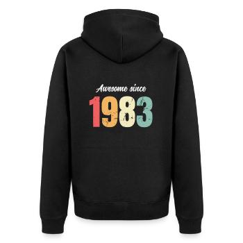 Awesome Since 1983 Birthday Vintage Legends 1983 - Unisex Premium Organic Zip Hoodie - black - Back - Nico (187cm)