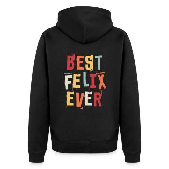 Beste Felix aller Zeiten Retro Geburtsnamen Felix - Unisex Premium Bio Zip Hoodie - Schwarz - Hinten - Nico (187cm)