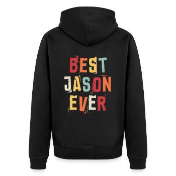 Bester Jason aller Zeiten Beliebte Retro-Geburtsnamen Jason - Unisex Premium Bio Zip Hoodie - Schwarz - Hinten - Nico (187cm)