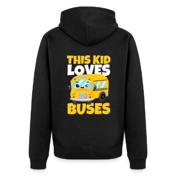 Cet enfant aime les bus Anniversaire Yellow School Bus - Veste à capuche bio Premium Unisexe - noir - Dos - Nico (187cm)
