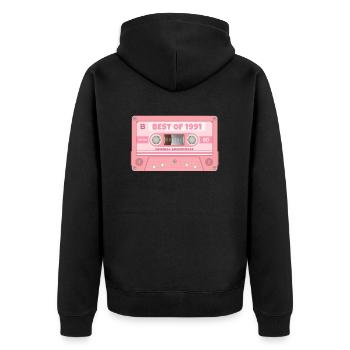 Best Of 1991 Mixtape Retro Cassette Birthday - Unisex Premium Bio Zip Hoodie - Schwarz - Hinten - Nico (187cm)
