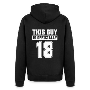 Dieser Typ ist offiziell 18 Jahre alt Feiern Sie den 18. - Unisex Premium Bio Zip Hoodie - Schwarz - Hinten - Nico (187cm)