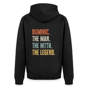 Dominic, Mann Mythos Legende, lustig Bester Name Dominic - Unisex Premium Bio Zip Hoodie - Schwarz - Hinten - Nico (187cm)