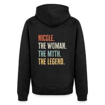 Nicole, Woman Myth Legend, Funny Best Name Nicole - Unisex Premium Organic Zip Hoodie - black - Back - Nico (187cm)