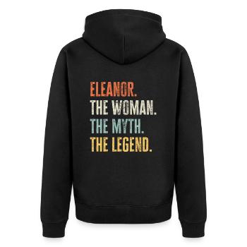 Eleanor die Beste, Frau Mythos Legende, lustig am besten - Unisex Premium Bio Zip Hoodie - Schwarz - Hinten - Nico (187cm)