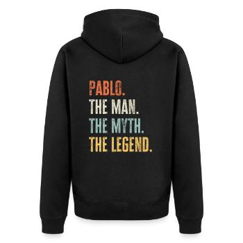 Pablo, légende du mythe de l’homme, drôle de meilleur nom Pablo - Veste à capuche bio Premium Unisexe - noir - Dos - Nico (187cm)