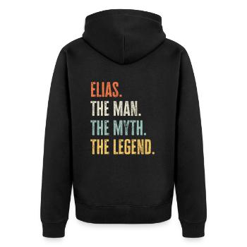 Elias, Mann Mythos Legende, lustiger bester Name Elias - Unisex Premium Bio Zip Hoodie - Schwarz - Hinten - Nico (187cm)