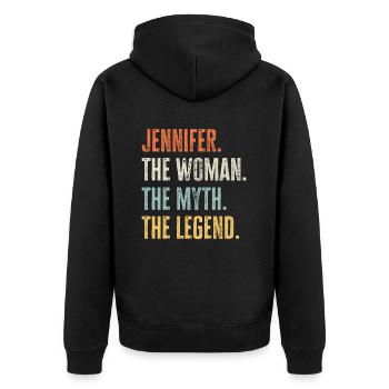 Jennifer, Legende des Frauenmythos, Bester Name Jennifer - Unisex Premium Bio Zip Hoodie - Schwarz - Hinten - Nico (187cm)