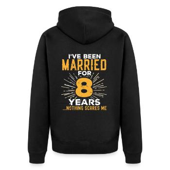 8. Hochzeitstag Lustige Paare Ehegeschenk - Unisex Premium Bio Zip Hoodie - Schwarz - Hinten - Nico (187cm)