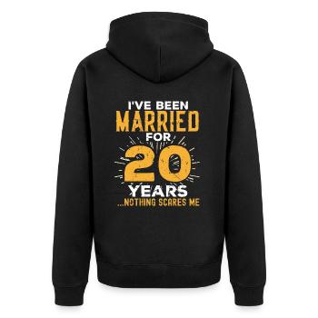 20e anniversaire de mariage Drôles de couples mariés - Veste à capuche bio Premium Unisexe - noir - Dos - Nico (187cm)