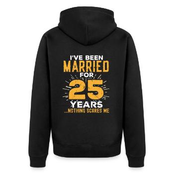 25. Hochzeitstag Lustige Paare verheiratet - Unisex Premium Bio Zip Hoodie - Schwarz - Hinten - Nico (187cm)