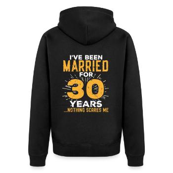 30. Hochzeitstag Lustige Paare verheiratet - Unisex Premium Bio Zip Hoodie - Schwarz - Hinten - Nico (187cm)