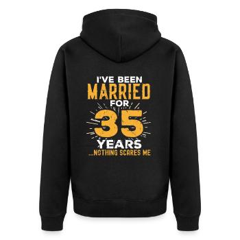 35. Hochzeitstag Lustige Paare verheiratet - Unisex Premium Bio Zip Hoodie - Schwarz - Hinten - Nico (187cm)