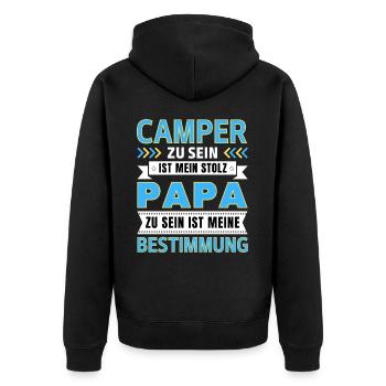Camper zu sein ist mein Stolz; Papa Geschenk - Unisex Premium Bio Zip Hoodie - Schwarz - Hinten - Nico (187cm)