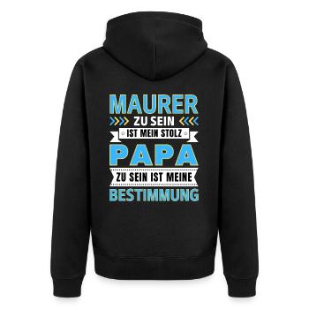 Maurer zu sein ist mein Stolz; Papa Geschenk - Unisex Premium Bio Zip Hoodie - Schwarz - Hinten - Nico (187cm)