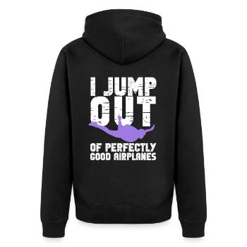 Lustiger Fallschirmsprunglehrer Fallschirmspringer Humor - Unisex Premium Bio Zip Hoodie - Schwarz - Hinten - Nico (187cm)