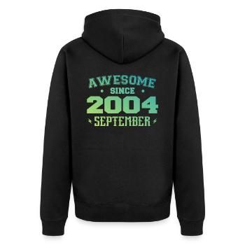 September 2004 Geburtstagsgeschenk September 2004 - Unisex Premium Bio Zip Hoodie - Schwarz - Hinten - Nico (187cm)