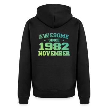 Born November 1982 Birthday Gift November 1982 - Unisex Premium Organic Zip Hoodie - black - Back - Nico (187cm)
