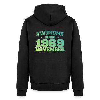 Born November 1969 Birthday Gift November 1969 - Unisex Premium Organic Zip Hoodie - black - Back - Nico (187cm)