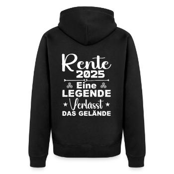 Pension 2025 - Une légende quitte le site - Veste à capuche bio Premium Unisexe - noir - Dos - Nico (187cm)