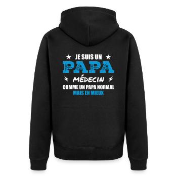 papa médecin - cadeau fête des pères - Veste à capuche bio Premium Unisexe - noir - Dos - Nico (187cm)