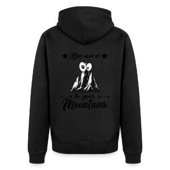 mountain hiking alpine via ferrata mountain hikers - Unisex Premium Organic Zip Hoodie - black - Back - Nico (187cm)