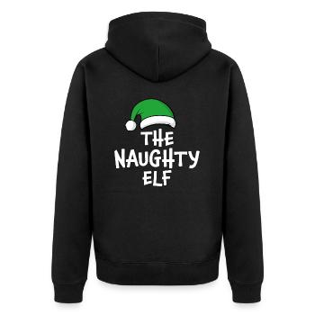 The Naughty Elf - Unisex Premium Organic Zip Hoodie - black - Back - Nico (187cm)