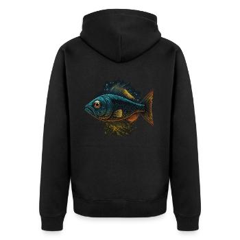 Fischer Geschenk - Unisex Premium Bio Zip Hoodie - Schwarz - Hinten - Nico (187cm)