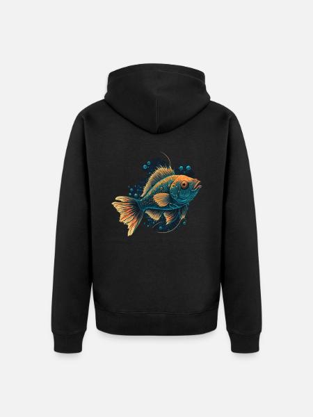 Poisson dans la mer - Veste à capuche bio Premium Unisexe - noir