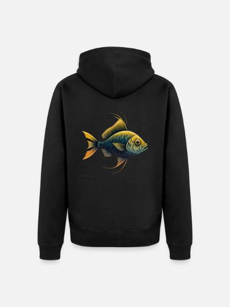 Yellow Fish - Unisex Premium Organic Zip Hoodie - black