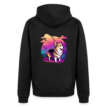 Nice Corgi Art Illustration - Unisex Premium Organic Zip Hoodie - black - Back - Nico (187cm)