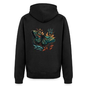 Stunning Butterfly - Unisex Premium Organic Zip Hoodie - black - Back - Nico (187cm)