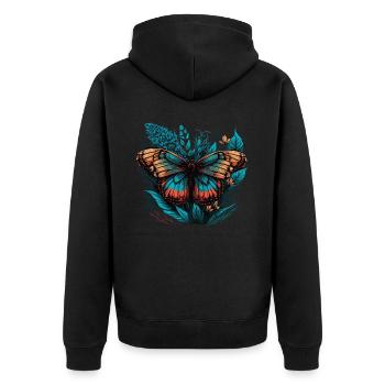 Papillon parmi les plantes - Veste à capuche bio Premium Unisexe - noir - Dos - Nico (187cm)