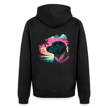 Erholsamer Labrador Retriever Illustration - Unisex Premium Bio Zip Hoodie - Schwarz - Hinten - Nico (187cm)