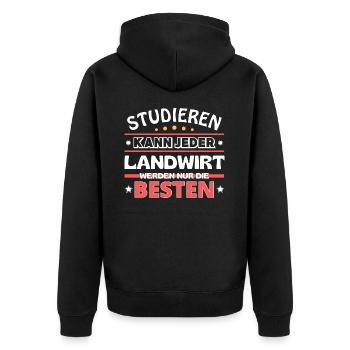 Nur die Besten werden Landwirt - Unisex Premium Bio Zip Hoodie - Schwarz - Hinten - Nico (187cm)