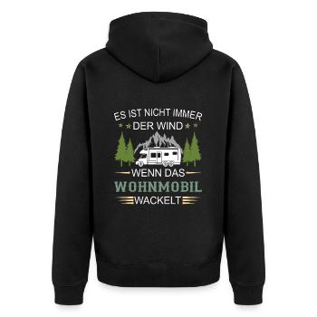 NICHT IMMER DER WIND - Camping Wohnmobil Camper - Unisex Premium Bio Zip Hoodie - Schwarz - Hinten - Nico (187cm)