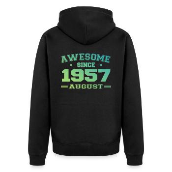 1957 Août Année Naissance Anniversaire Août 1957 - Veste à capuche bio Premium Unisexe - noir - Dos - Nico (187cm)