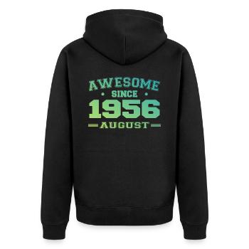 1956 August Year Birth Birthday August 1956 - Unisex Premium Organic Zip Hoodie - black - Back - Nico (187cm)