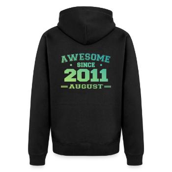 2011 Août Année Naissance Anniversaire Août 2011 - Veste à capuche bio Premium Unisexe - noir - Dos - Nico (187cm)