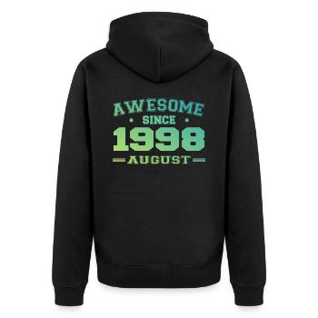 1998 Août Année Naissance Anniversaire Août 1998 - Veste à capuche bio Premium Unisexe - noir - Dos - Nico (187cm)