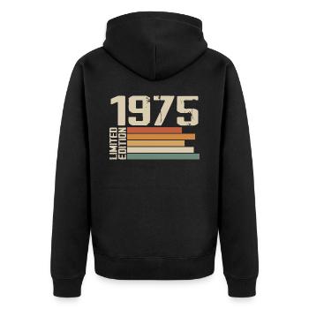 1975 Vintage - Retro 1975 Geburtstagsgeschenk 1975 - Unisex Premium Bio Zip Hoodie - Schwarz - Hinten - Nico (187cm)