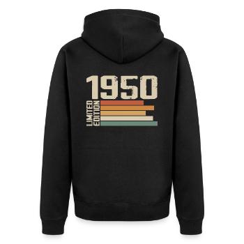 1950 Vintage - Retro 1950 Cadeau Anniversaire 1950 - Veste à capuche bio Premium Unisexe - noir - Dos - Nico (187cm)