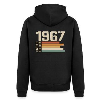 1967 Vintage - Retro 1967 Geburtstagsgeschenk 1967 - Unisex Premium Bio Zip Hoodie - Schwarz - Hinten - Nico (187cm)