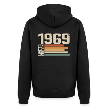 1969 Vintage - Retro 1969 Cadeau Anniversaire 1969 - Veste à capuche bio Premium Unisexe - noir - Dos - Nico (187cm)